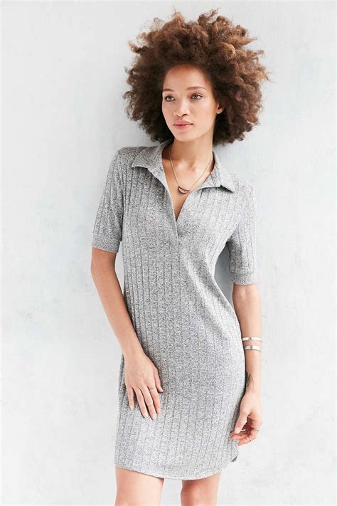 ribbed knitted polo dress.